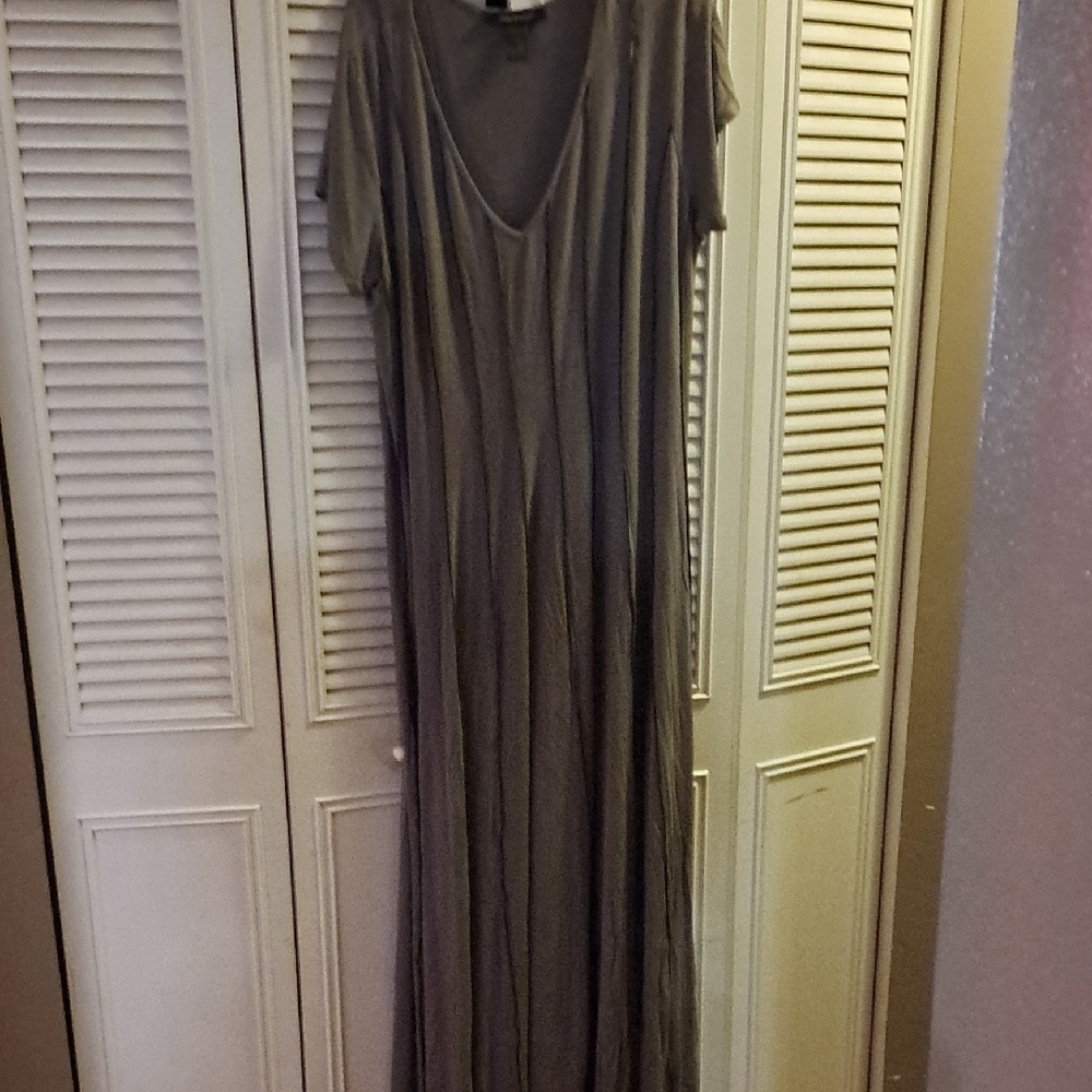 Ashley Stewart Gray Maxi Dress with Scoop Neck